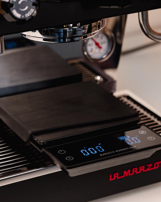 Coffee scale with timer and La Marzocco