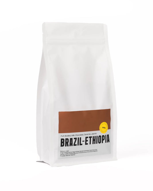 Specialty koffiebonen blend van bonen uit Brazilie en Ethiopie